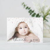 Photo rose de MERCI de baby shower de FILLE d'or + (Debout devant)