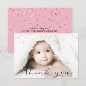 Photo rose de MERCI de baby shower de FILLE d'or + (Devant / Derrière)
