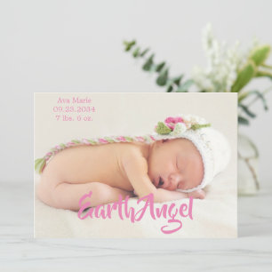 Photo rose fille Faire-part de naissance Earth Ang