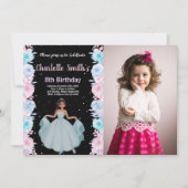 Photo Rose Floral Princess Invitations d'anniversa (Devant)