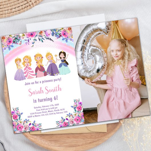 Photo rose Floral Princess Invitations d'anniversa