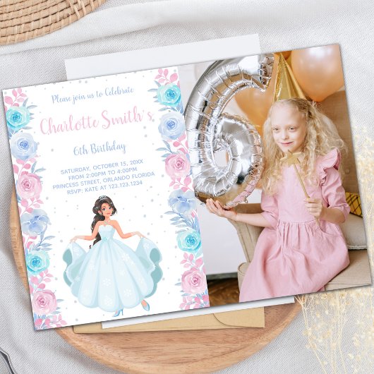 Photo rose Floral Princess Invitations d'anniversa
