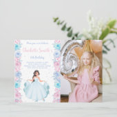 Photo rose Floral Princess Invitations d'anniversa (Debout devant)