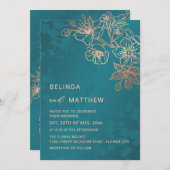 Photo Rose Gold Teal Wedding Kaart (Voorkant / Achterkant)