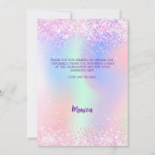 Photo rose holographique Quinceanera carte de reme (Dos)