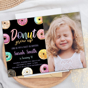 Photo rose noir Donut Invitations d'anniversaire