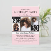 Photo rose vif moderne 30e anniversaire Invitation (Debout devant)