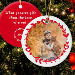 Photo rouge et citation ornement de Noël<br><div class="desc">Customisez cet ornement photo avec votre photo préférée. Ajoutez votre propre citation inspirante à l'arrière.</div>