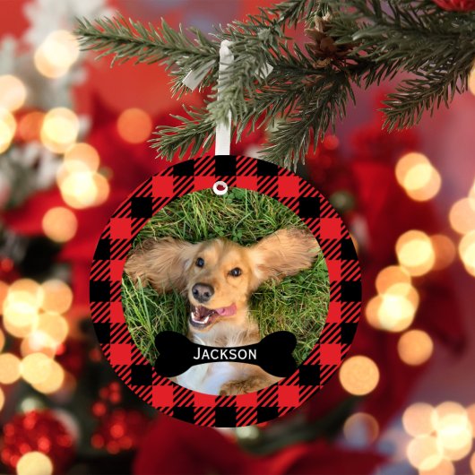 Photo Rouge Plaid Custom Bone Nameplate Chien Phot