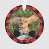Photo Rouge Plaid Custom Bone Nameplate Chien Phot (devant)