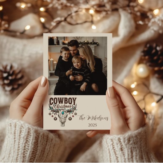Photo Rustic Cowboy Christmas Feestdagenkaart