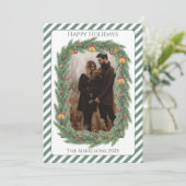 Photo Rustic Evergreen Bell Christmas Feestdagenkaart (Staand voorkant)