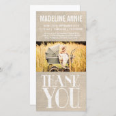 Photo rustique de Merci de naissance de bébé de (Devant / Derrière)