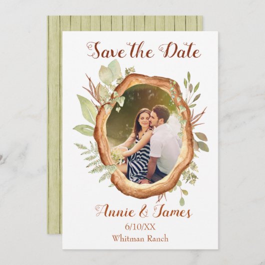 Photo Rustique Enregistrer La Carte Date (Devant / Derrière)