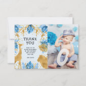Photo Safari Blue 1er anniversaire Carte de remerc (Devant)