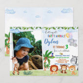 Photo Safari invitation anniversaire animal Jungle (Devant / Derrière)