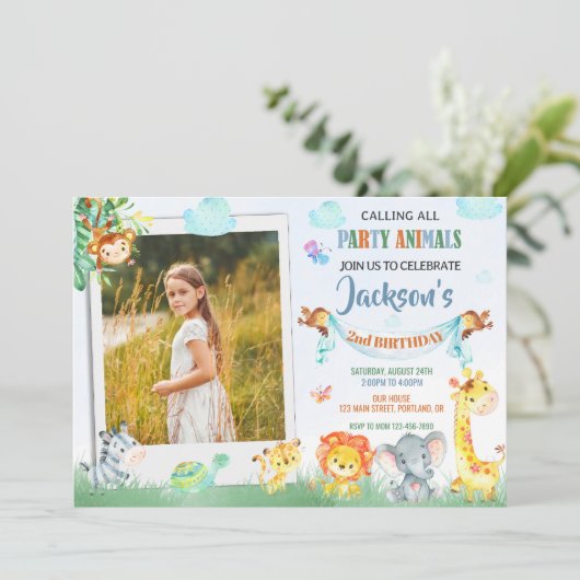 Photo safari invitation anniversaire Deux fêtes sa (Debout devant)
