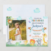 Photo safari invitation anniversaire Deux fêtes sa (Devant / Derrière)