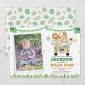 Photo Safari invitation d'anniversaire Wild one pa (Devant / Derrière)