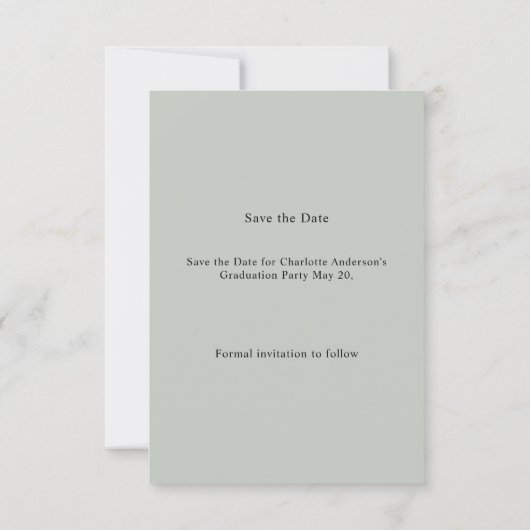 Photo Sage Green Graduation party Save the Date (Dos)