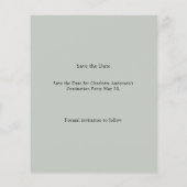 Photo sage green Graduation Save the Date Flyer (Achterkant)