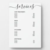 Photo Salon blanc simple Tarifs Service Menu Plaque (Devant)