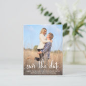 Photo Save the Date Cards, White Rustic Script (Debout devant)
