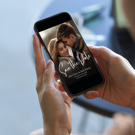 Photo Save the Date Elegant Classy Calligraphy