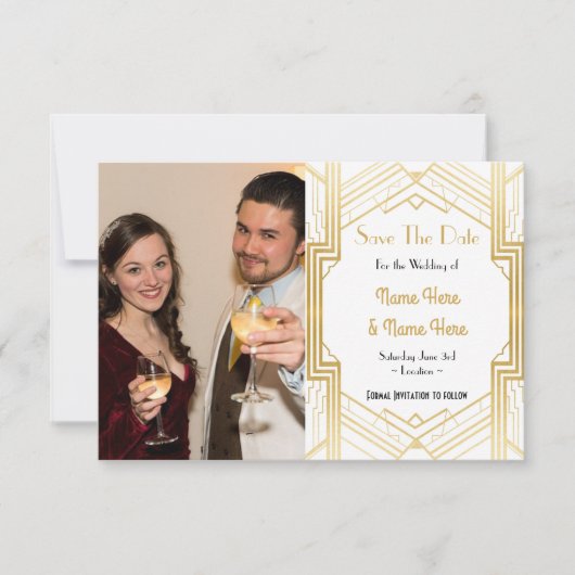 Photo Save The Date Wedding Party 1920 Art Déco (Devant)