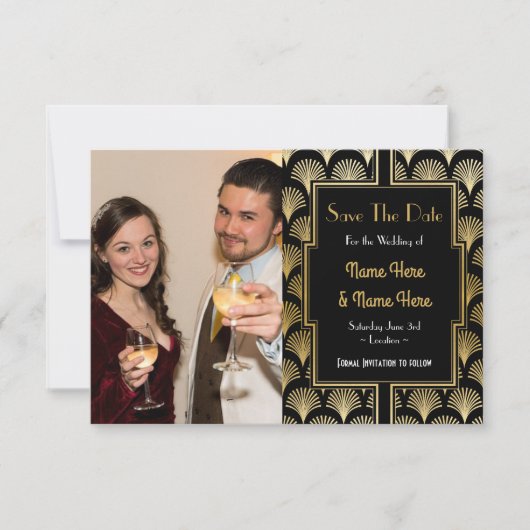 Photo Save The Date Wedding Party 1920 Art Déco (Devant)