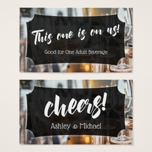 Photo, Script en gras, billets de Mariage et d'évé (Devant & derrière)