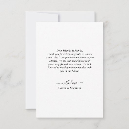 Photo Script simple Carte de remerciements Mariage (Dos)