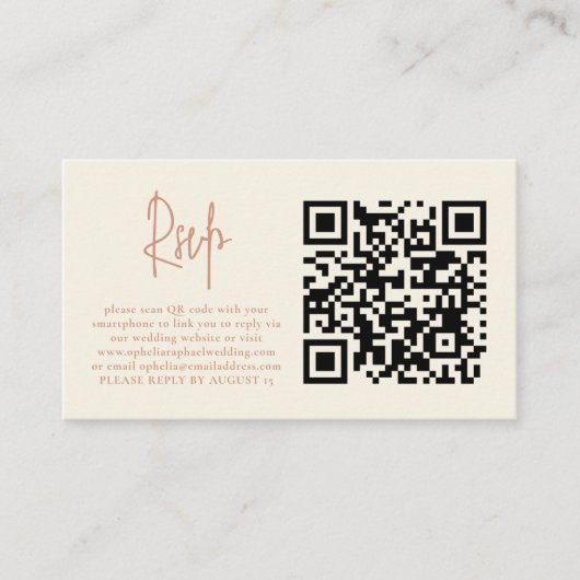 Photo Script Terracotta Cream QR Wedding Carte RSV (Devant)