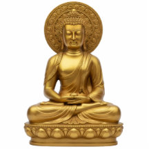 Bouddha doré avec statue 2D d'auréole nimbe