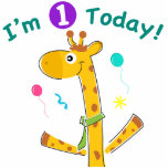 Photo Sculpture I'm One Today - Giraffe Design<br><div class="desc">Vêtements de 1er anniversaire de bébé,  cadeaux et décorations de fête avec l'image d'une girafe qui dit,  j'ai 1 aujourd'hui.</div>