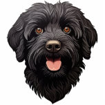 Photo Sculpture Labradoodle Chien noir<br><div class="desc">Chien chiot noir au Labradoodle. Le Labrador et le Poodle chien se reproduisent. Découvrez l'adorable charme de notre Black Labradoodle Dog Design, qui présente un joli closeup du visage de cette race bien-aimée avec une langue rose ludique qui sort. Parfait pour les amateurs de Labradoodle et les amoureux de les...</div>