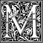 Photo Sculpture Lettre M Monogramme médiéval Art Nouveau<br><div class="desc">Ce M initial fait partie d'une série complète d'initiales de typographie inspirées du coque supérieur William Morris. Le lettrage noir et blanc est très décoratif, stylisé selon la typographie soignée du moyen-âge. Joli et tendance, c'est un monogramme chic vintage M - lettre M- tourbillonnant M. Customisez ce monogramme vintage en...</div>