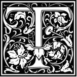 Photo Sculpture Lettre T Monogramme médiéval Art Nouveau<br><div class="desc">Ce T initial fait partie d'une série complète d'initiales de typographie inspirées du coque supérieur William Morris. Le lettrage noir et blanc est très décoratif, stylisé selon la typographie soignée du moyen-âge. Joli et tendance, il s'agit d'un monogramme chic vintage T - lettre T - tourbillonnant T. Customisez ce monogramme...</div>