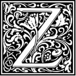 Photo Sculpture Lettre Z Monogramme médiéval Art Nouveau<br><div class="desc">Ce Z initial fait partie d'une série complète d'initiales typographiques inspirées du coque supérieur William Morris. Le lettrage noir et blanc est très décoratif, stylisé selon la typographie soignée du moyen-âge. Joli et tendance, il s'agit d'un monogramme vintage chic Z - lettre Z tourbillonnant Z. Customisez ce monogramme vintage en...</div>