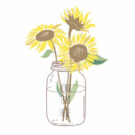 Photo Sculpture Tournesols dans un pot de maçon<br><div class="desc">Tournesols dans une sculpture en pot de maçon que vous pouvez personnaliser avec votre texte</div>