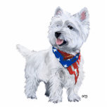 Photo Sculpture West Highland White Terrier Patriotique<br><div class="desc">Patriotic Westie est prêt à marcher dans la Grande Parade. Memorial Day, 4 juillet, Flag Day, il y a de nombreuses occasions où le Westie porte ce mouchoir de drapeau et se met à dire : "Je suis fier d'être un Westie américain !" Fêtez votre Fier American Westie avec ces...</div>