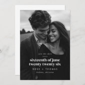 Photo Serif Script De datum opslaan Save The Date (Voorkant / Achterkant)