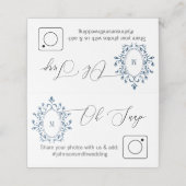 Photo Share Folded table card Teal Monogram (Buitenkant ongevouwen)