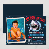 Photo Shark Birthday Invitation Shark Attack party (Devant / Derrière)