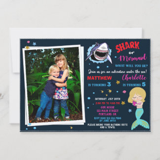 Photo Shark Mermaid invitation anniversaire Pool p