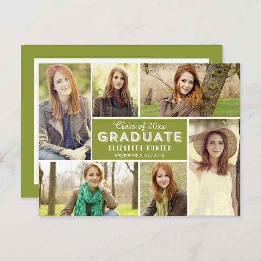 Photo Shocase EDITABLE COULEUR Graduation Carte po (Devant / Derrière)