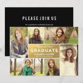 Photo Showcase Afstuderen Invitation - Gold Kaart (Voorkant / Achterkant)