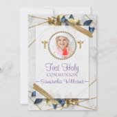 Photo si élégante Première communion Invitation (Dos)