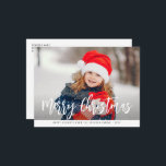 photo sifflante joyeux carte postale de noël<br><div class="desc">image mignonne avec lettrage blanc et design rustique moderne. Customisez le texte et les détails de l'image.</div>