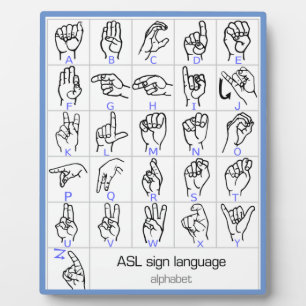 Photo SIGNE LANGUE Plaque ALPHABET